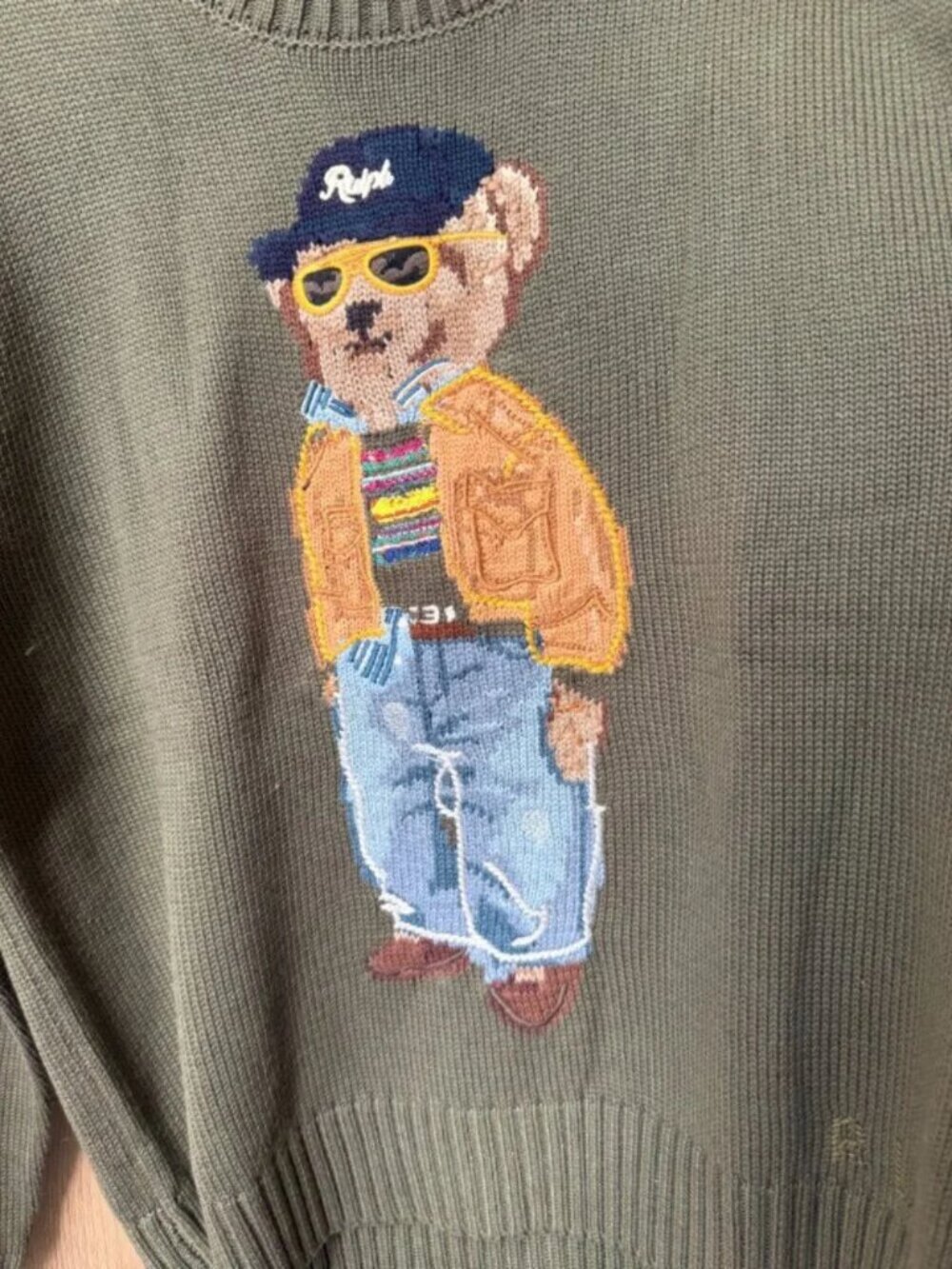 🧸 Polo Ralph Lauren Bear Sweater Olive Green - Picture 2 of 6